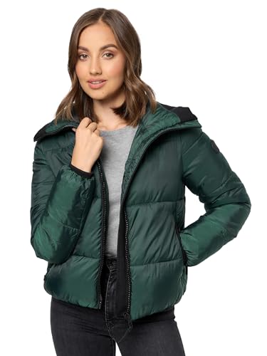 Navahoo Damen Winterjacke warm reflektierende Steppjacke in Metallic-Optik Sternschnüppchen Forest Green Gr. S von Navahoo