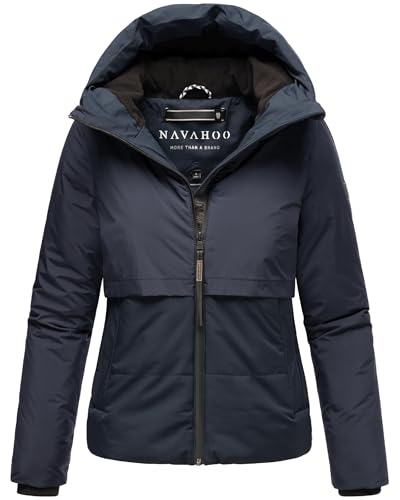 Navahoo Damen Winterjacke warme Steppjacke mit Fleece-Innenfutter und Kapuze Liebesküken XIV Navy Gr. M von Navahoo