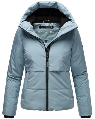Navahoo Damen Winterjacke warme Steppjacke mit Fleece-Innenfutter und Kapuze Liebesküken XIV Powder Blue Gr. S von Navahoo