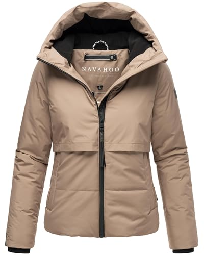 Navahoo Damen Winterjacke warme Steppjacke mit Fleece-Innenfutter und Kapuze Liebesküken XIV Taupe Grey Gr. XS von Navahoo