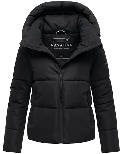 Navahoo Damen Winterjacke warme Steppjacke mit abnehmbarer Kapuze Frostherz XIV Black Gr. S von Navahoo