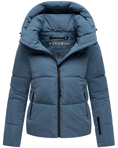 Navahoo Damen Winterjacke warme Steppjacke mit abnehmbarer Kapuze Frostherz XIV Dusty Blue Gr. M von Navahoo