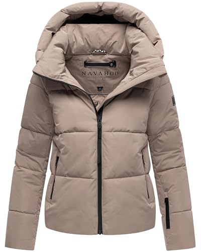 Navahoo Damen Winterjacke warme Steppjacke mit abnehmbarer Kapuze Frostherz XIV Taupe Grey Gr. L von Navahoo