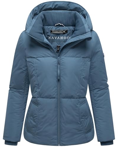 Navahoo Damen Winterjacke warme Steppjacke mit großer Kapuze Flüsterfee 14 Dusty Blue Gr. XXL von Navahoo