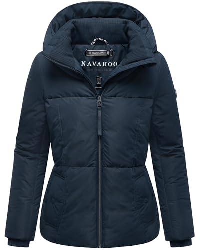 Navahoo Damen Winterjacke warme Steppjacke mit großer Kapuze Flüsterfee 14 Navy Gr. L von Navahoo