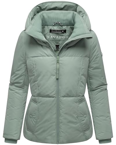 Navahoo Damen Winterjacke warme Steppjacke mit großer Kapuze Flüsterfee 14 Smokey Mint Gr. L von Navahoo