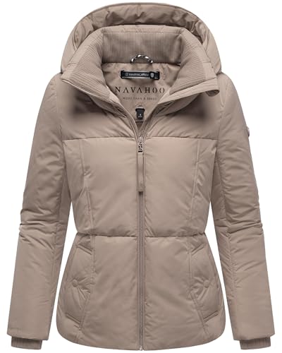 Navahoo Damen Winterjacke warme Steppjacke mit großer Kapuze Flüsterfee 14 Taupe Grey Gr. S von Navahoo