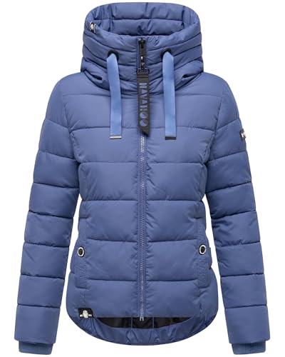Navahoo Damen Winterjacke warme Steppjacke mit hohem Kragen und Verstellbarer Kapuze Amayaa Blue Violet Gr. M von Navahoo