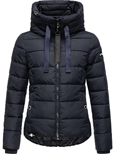 Navahoo Damen Winterjacke warme Steppjacke mit hohem Kragen und Verstellbarer Kapuze Amayaa Navy Gr. M von Navahoo