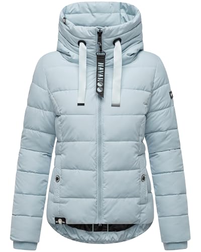 Navahoo Damen Winterjacke warme Steppjacke mit hohem Kragen und Verstellbarer Kapuze Amayaa Pastel Blue Gr. L von Navahoo