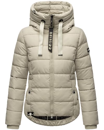 Navahoo Damen Winterjacke warme Steppjacke mit hohem Kragen und Verstellbarer Kapuze Amayaa Pebble Grey Gr. S von Navahoo