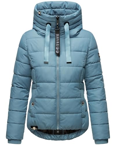 Navahoo Damen Winterjacke warme Steppjacke mit hohem Kragen und Verstellbarer Kapuze Amayaa Powder Blue Gr. XL von Navahoo