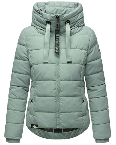 Navahoo Damen Winterjacke warme Steppjacke mit hohem Kragen und Verstellbarer Kapuze Amayaa Smoky Mint Gr. M von Navahoo