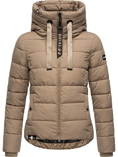 Navahoo Damen Winterjacke warme Steppjacke mit hohem Kragen und Verstellbarer Kapuze Amayaa Taupe Gr. M von Navahoo