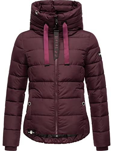 Navahoo Damen Winterjacke warme Steppjacke mit hohem Kragen und Verstellbarer Kapuze Amayaa Wine Gr. L von Navahoo