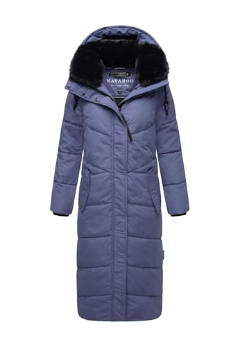 Navahoo Damen Winterjacke warmer Wintermantel Parka Winter Jacke lang gesteppt B976 [B976-Hinguck-Bl-Violet-Gr.M] von Navahoo