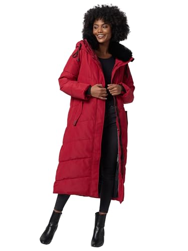 Navahoo Damen Winterjacke warmer Wintermantel Parka Winter Jacke lang gesteppt B976 [B976-Hinguck-Dark-Red-Gr.L] von Navahoo