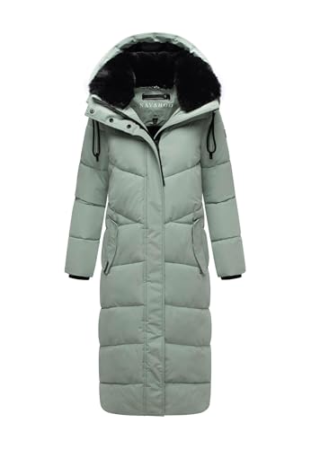 Navahoo Damen Winterjacke warmer Wintermantel Parka Winter Jacke lang gesteppt B976 [B976-Hinguck-Smokey-Mint-Gr.M] von Navahoo
