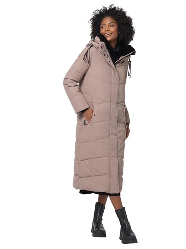 Navahoo Damen Winterjacke warmer Wintermantel Parka Winter Jacke lang gesteppt B976 [B976-Hinguck-Taupe-Grey-Gr.L] von Navahoo