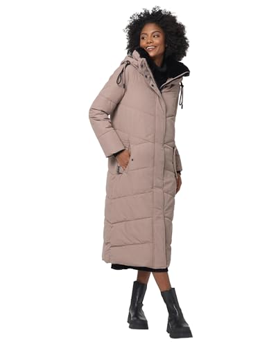 Navahoo Damen Winterjacke warmer Wintermantel Parka Winter Jacke lang gesteppt B976 [B976-Hinguck-Taupe-Grey-Gr.M] von Navahoo