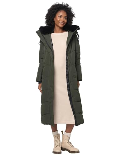 Navahoo Damen Winterjacke warmer Wintermantel Parka Winter Jacke lang gesteppt B976 [B976-Hinguck-Dark-Olive-Gr.L] von Navahoo