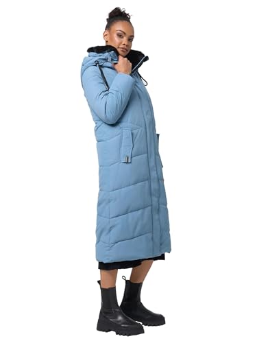 Navahoo Damen Winterjacke warmer Wintermantel Parka Winter Jacke lang gesteppt B976 [B976-Hinguck-Powd-Blue-Gr.L] von Navahoo