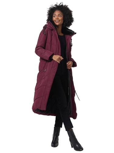 Navahoo Damen Winterjacke warmer Wintermantel Parka Winter Jacke lang gesteppt B976 [B976-Hinguck-Wine-Gr.M] von Navahoo