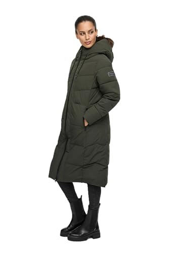 Navahoo Damen Wintermantel (XS-6XL) - gesteppt, mit Kapuze, innen teils mit Fleece - N094 - DarkOlive Größe L - Gr.L von Navahoo