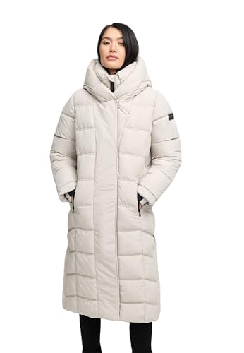 Navahoo Damen Wintermantel (XS-6XL) - gesteppt mit Kapuze und Trageschlaufen - N064 - Bone Größe M - Gr.M von Navahoo