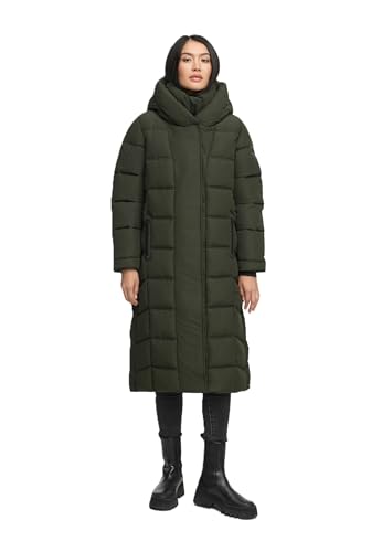Navahoo Damen Wintermantel (XS-6XL) - gesteppt mit Kapuze und Trageschlaufen - N064 - DarkOliv Größe XL - Gr.XL von Navahoo