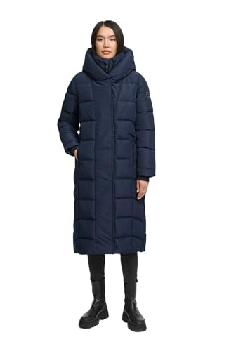 Navahoo Damen Wintermantel (XS-6XL) - gesteppt mit Kapuze und Trageschlaufen - N064 - Navy Größe L - Gr.L von Navahoo