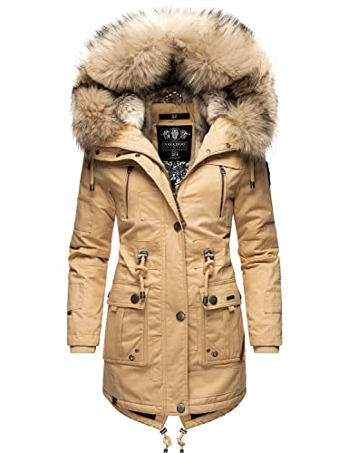 Navahoo Damen Wintermantel Baumwollparka mit Kunstfell Kapuze Honigfee Beige Gr. XS von Navahoo