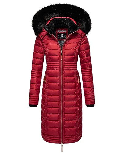 Navahoo Damen Wintermantel Mantel Steppmantel Winter Jacke lang Stepp warm Teddyfell B670 [B670-Uma-Dark-Red-Gr.L] von Navahoo