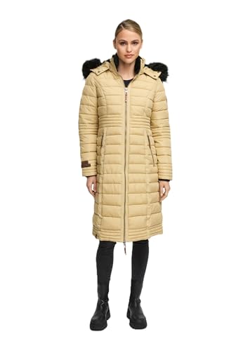 Navahoo Damen Wintermantel Mantel Steppmantel Winter Jacke lang Stepp warm Teddyfell B670 [B670-Uma-Sand-Gr.L] von Navahoo