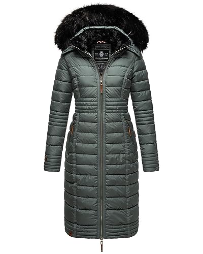 Navahoo Damen Wintermantel Mantel Steppmantel Winter Jacke lang Stepp warm Teddyfell B670 [B670-Uma-Stormy-Blue-Gr.XXL] von Navahoo