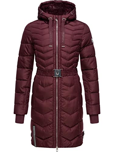 Navahoo Damen Wintermantel Steppmantel Jacke mit Taillengürtel Alpenveilchen Wine Gr. L von Navahoo