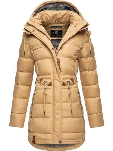 Navahoo Damen Wintermantel Steppmantel Winterjacke Kurzmantel warm gefüttert abnehmbare Kapuze Daliee Beige Gr. S von Navahoo