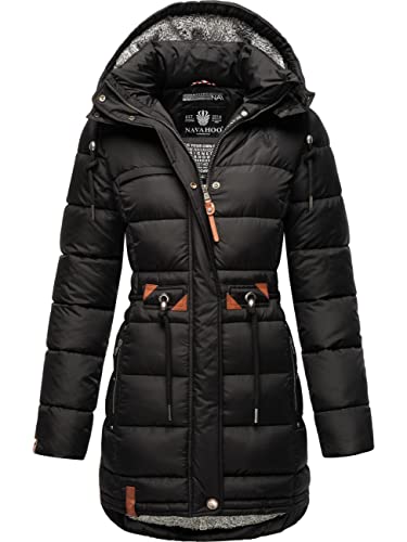 Navahoo Damen Wintermantel Steppmantel Winterjacke Kurzmantel warm gefüttert abnehmbare Kapuze Daliee Black Gr. XL von Navahoo