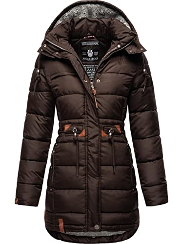 Navahoo Damen Wintermantel Steppmantel Winterjacke Kurzmantel warm gefüttert abnehmbare Kapuze Daliee Chocolate Gr. M von Navahoo