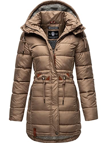 Navahoo Damen Wintermantel Steppmantel Winterjacke Kurzmantel warm gefüttert abnehmbare Kapuze Daliee Taupe Gr. L von Navahoo