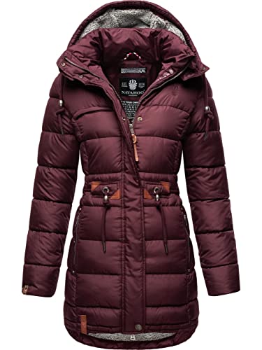 Navahoo Damen Wintermantel Steppmantel Winterjacke Kurzmantel warm gefüttert abnehmbare Kapuze Daliee Wine Gr. S von Navahoo