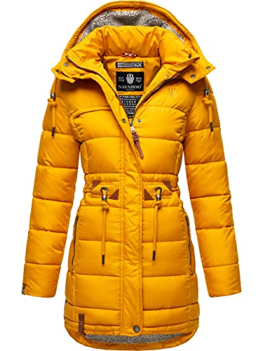 Navahoo Damen Wintermantel Steppmantel Winterjacke Kurzmantel warm gefüttert abnehmbare Kapuze Daliee Yellow Gr. L von Navahoo