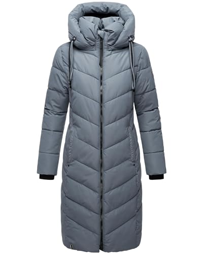 Navahoo Damen Wintermantel Warmer Langer Steppmantel mit Abnehmbarer Kapuze Sahnekatzii XIV Stormy Blue Gr. M von Navahoo