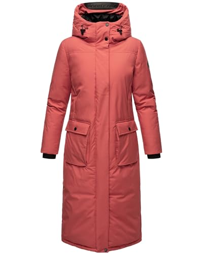 Navahoo Damen Wintermantel Warmer Mantel extralang mit Kapuze Wolkenfrost XIV Rouge Gr. XXL von Navahoo