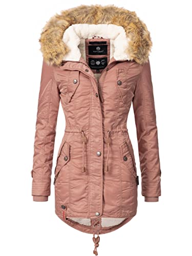 Navahoo Damen Wintermantel Warmer Parka lang mit Kapuze La Viva Terracotta Gr. 3XL von Navahoo