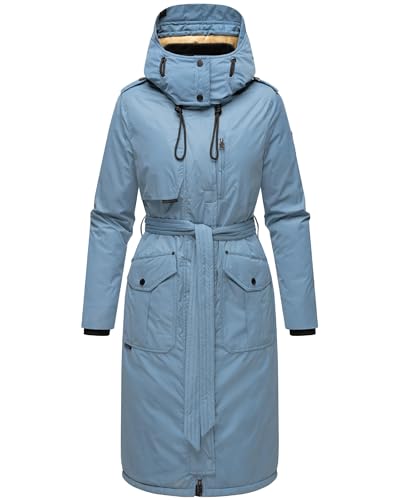 Navahoo Damen Wintermantel Warmer Parka lang mit hohem Kragen und weicher Kapuze Hokulanii Powder Blue Gr. L von Navahoo
