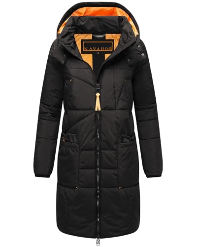Navahoo Damen Wintermantel Warmer Steppmantel mit Kapuze Bliblablubb 14 Black Gr. L von Navahoo
