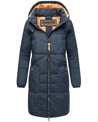 Navahoo Damen Wintermantel Warmer Steppmantel aus recyceltem Material mit Kapuze Bliblablubb 14 Navy Gr. 4XL von Navahoo
