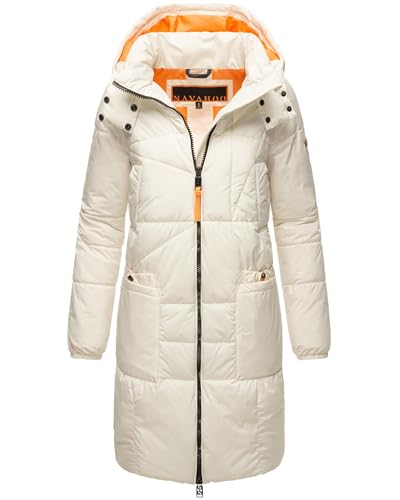 Navahoo Damen Wintermantel Warmer Steppmantel mit Kapuze Bliblablubb 14 Off White Gr. 6XL von Navahoo
