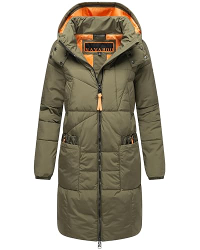 Navahoo Damen Wintermantel Warmer Steppmantel mit Kapuze Bliblablubb 14 Olive Forest Gr. L von Navahoo